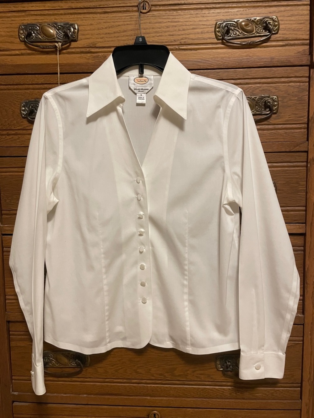 Talbots White Tailored Button-Front Shirt
